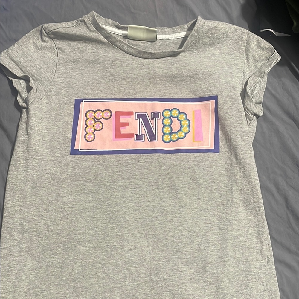 Fendi Kids Gray T-Shirt